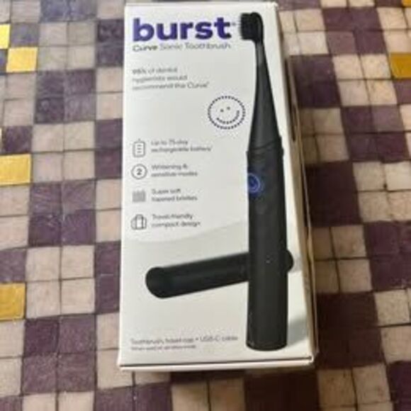 NEW Burst Curve Sonic Black Electric Toothbrush Open Box - Picture 1 of 3